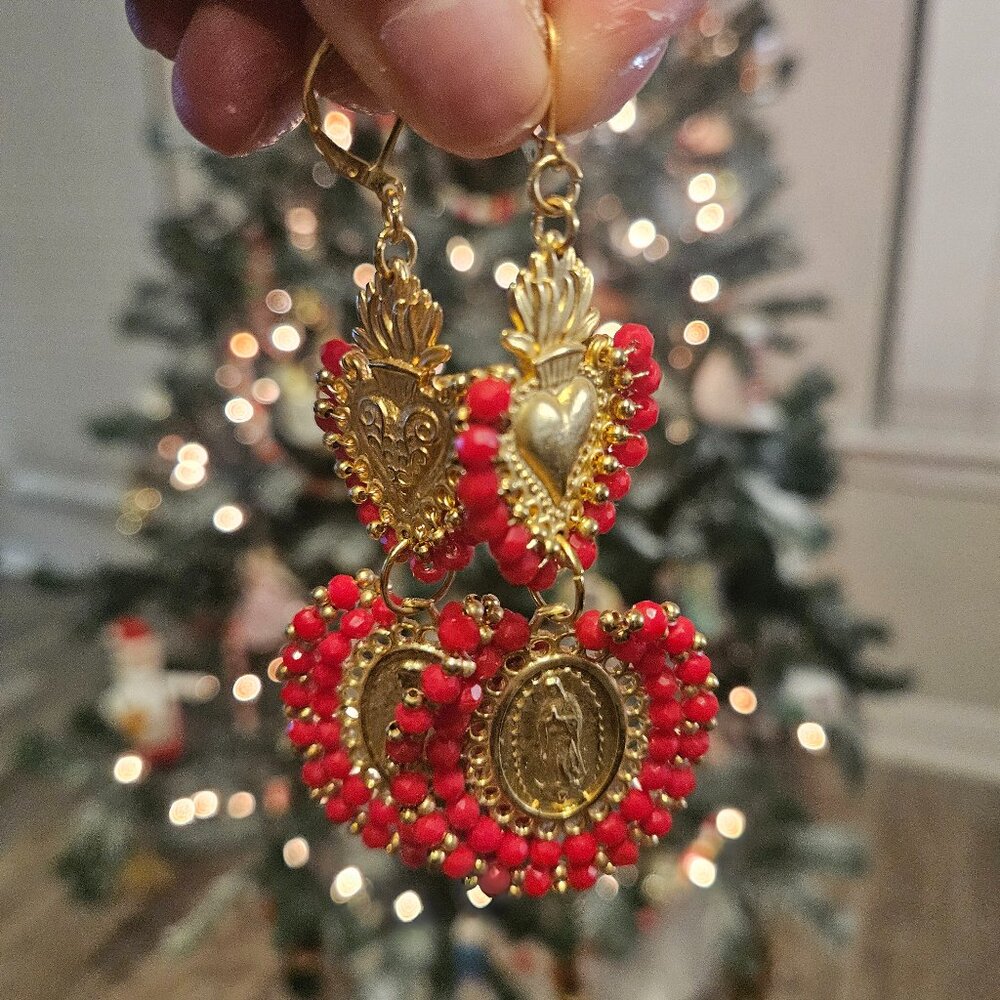 Dolce & Gabbana Inspired Sacred Heart Drop Earrings